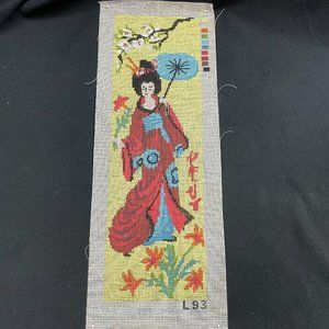 Geisha Unfinished NeedlePoint Canvas Tapestry L93